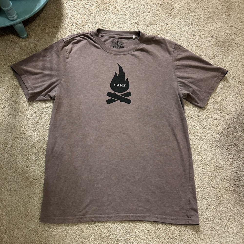 Prana Brown Graphic T-Shirt for Men CAMP Size M
